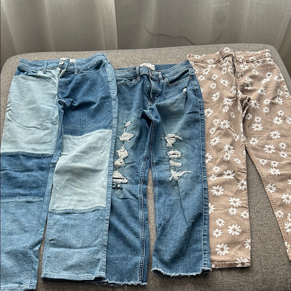 Abercrombie Kids Straight Leg Jeans - Blue and Tan